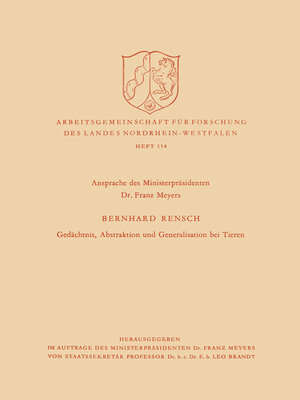 cover image of Gedächtnis, Abstraktion und Generalisation bei Tieren